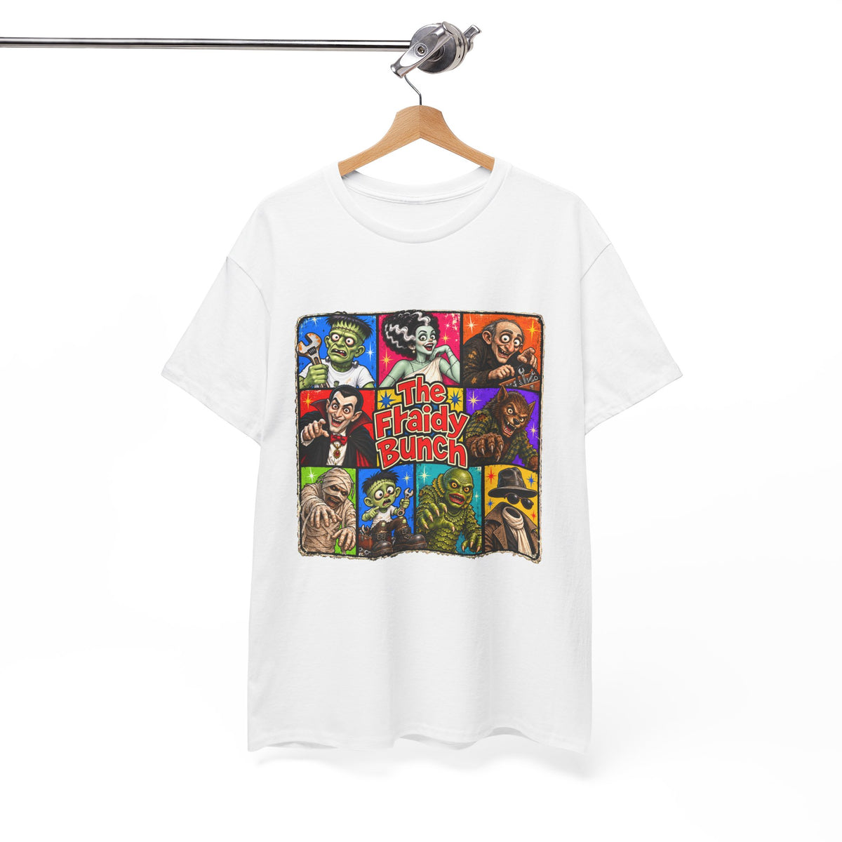 The Fraidy Bunch – Funny Retro Monster Family Halloween Graphic T-Shirt