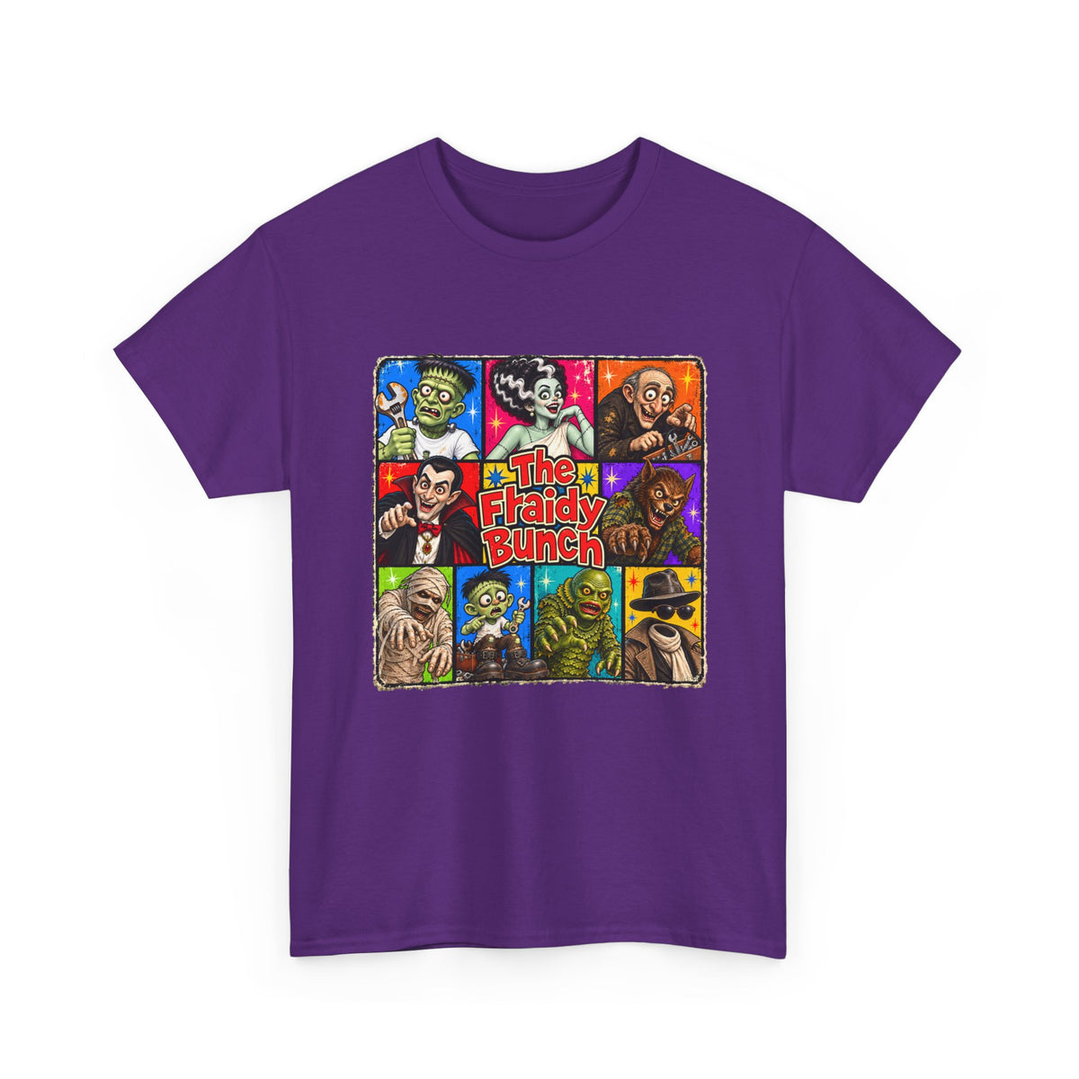 The Fraidy Bunch – Funny Retro Monster Family Halloween Graphic T-Shirt