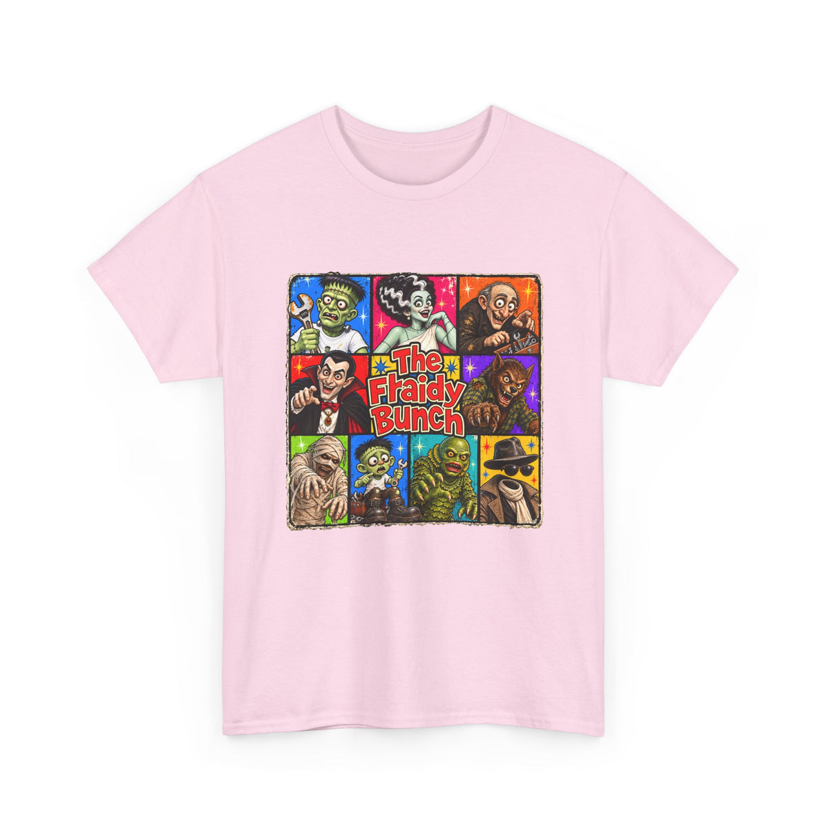 The Fraidy Bunch – Funny Retro Monster Family Halloween Graphic T-Shirt