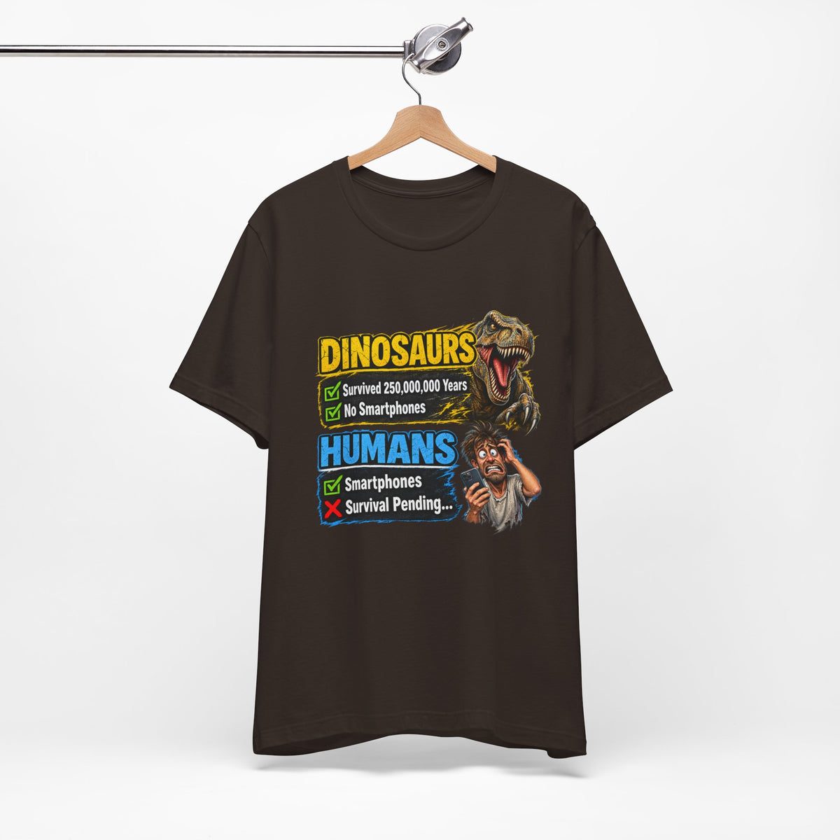 Dinosaurs' vs Humans – Survival Pending Funny Smartphone Graphic Tee