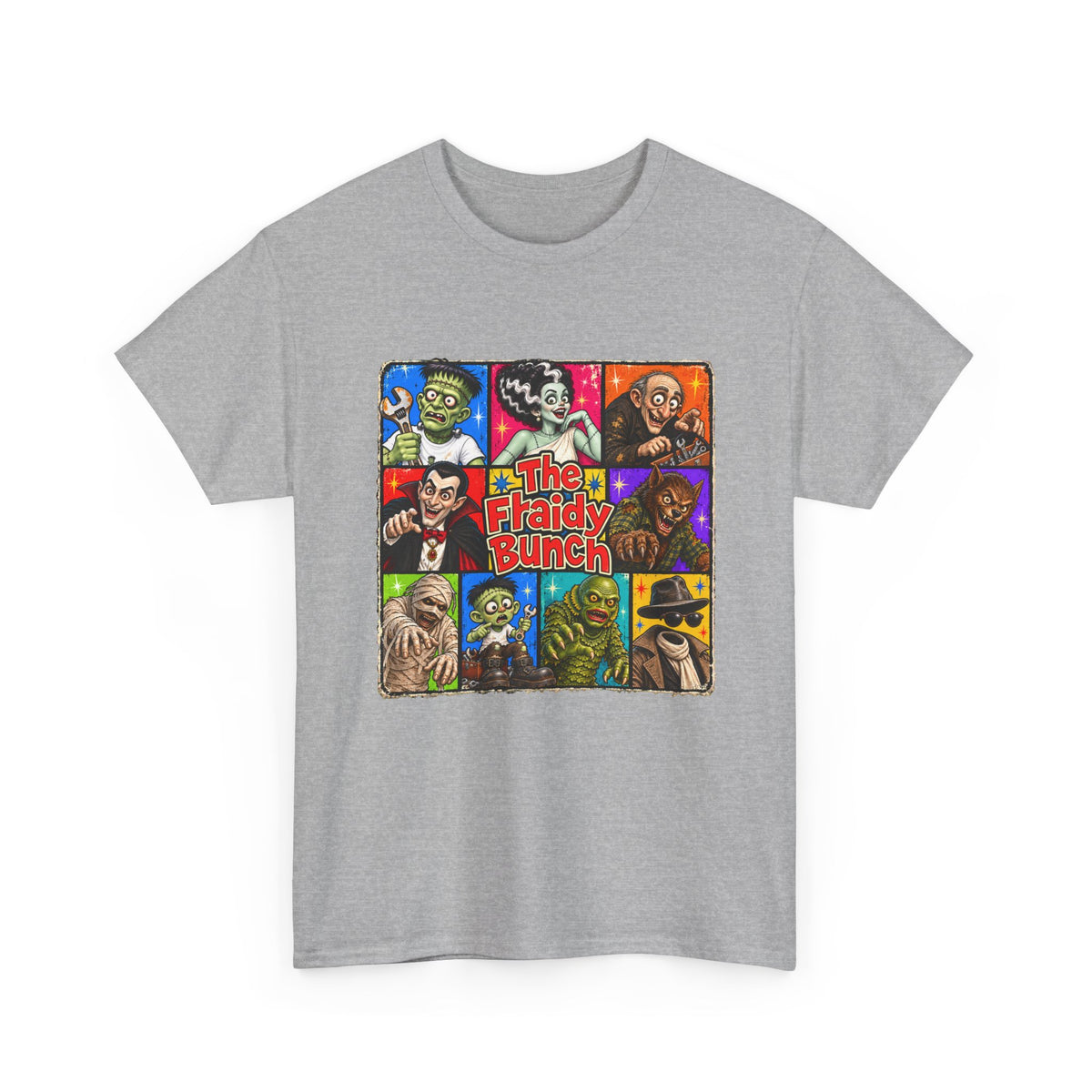 The Fraidy Bunch – Funny Retro Monster Family Halloween Graphic T-Shirt