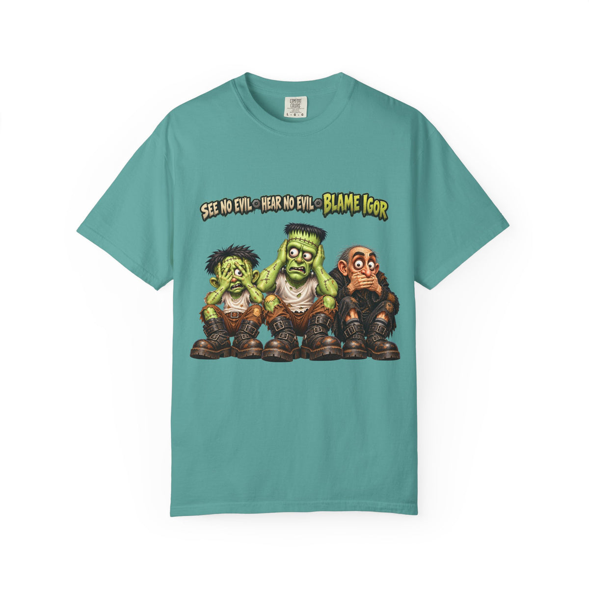 See No Evil Hear No Evil Blame Igor – Funny Monster Mechanic T-Shirt