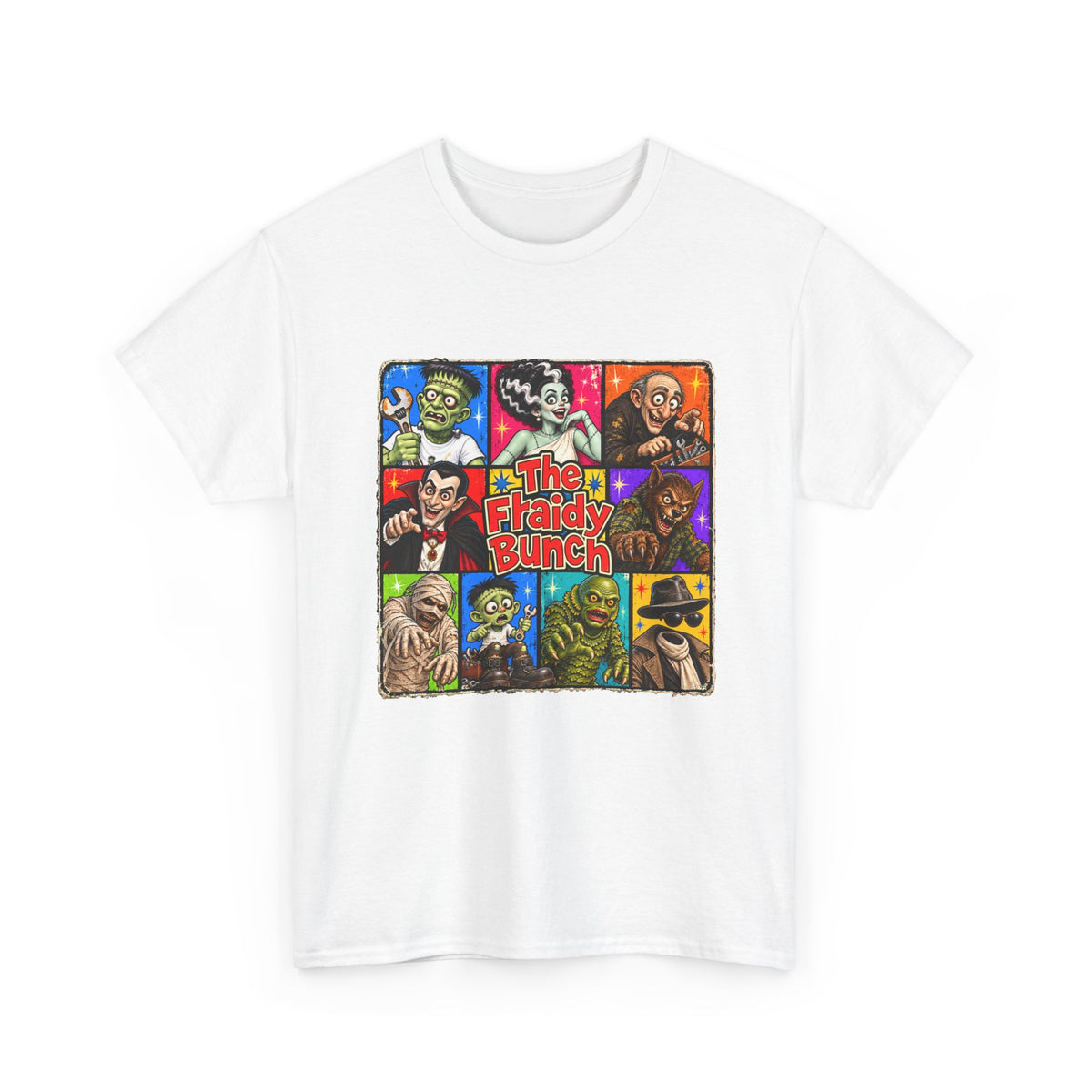 The Fraidy Bunch – Funny Retro Monster Family Halloween Graphic T-Shirt