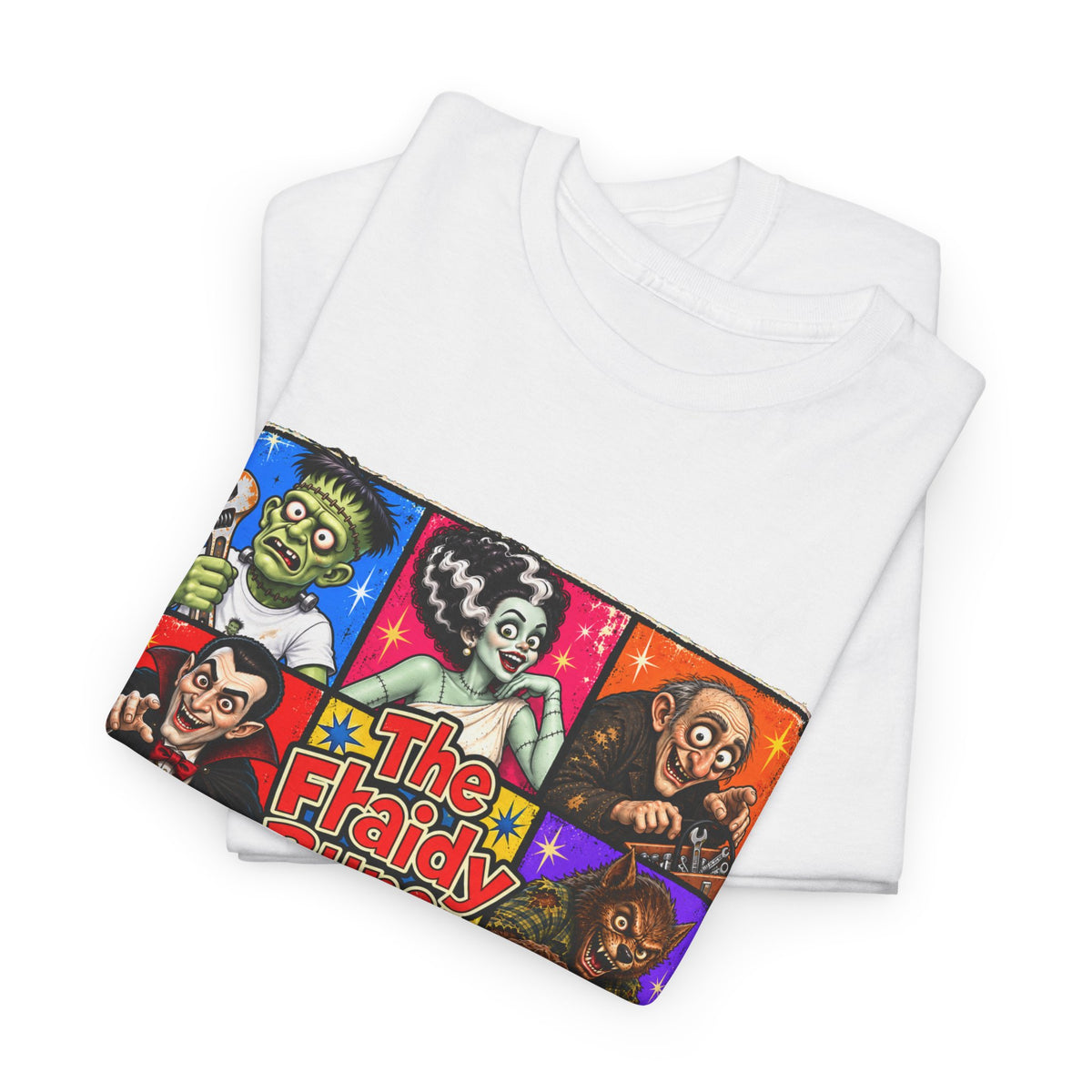 The Fraidy Bunch – Funny Retro Monster Family Halloween Graphic T-Shirt