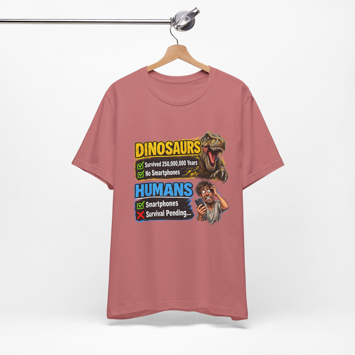 Dinosaurs' vs Humans – Survival Pending Funny Smartphone Graphic Tee