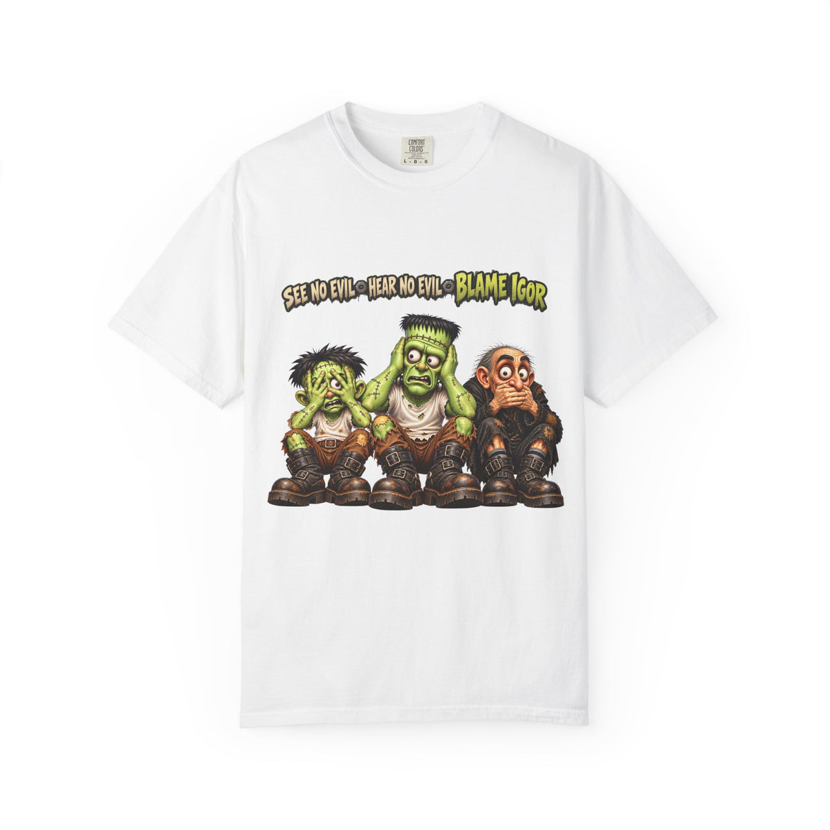See No Evil Hear No Evil Blame Igor – Funny Monster Mechanic T-Shirt