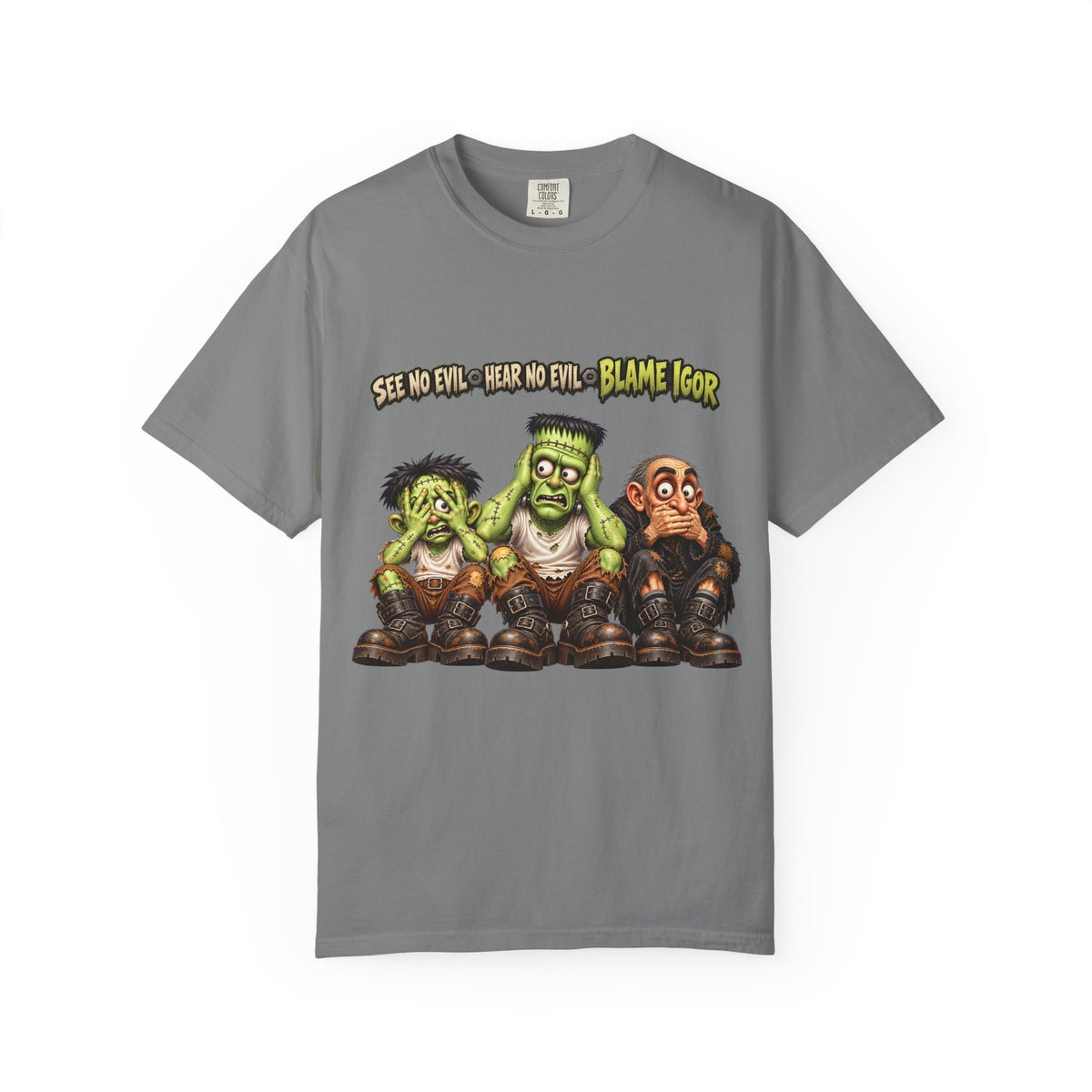 See No Evil Hear No Evil Blame Igor – Funny Monster Mechanic T-Shirt