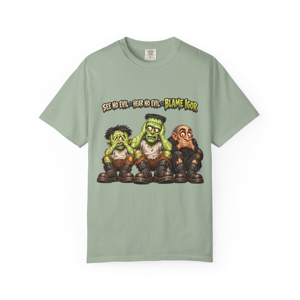 See No Evil Hear No Evil Blame Igor – Funny Monster Mechanic T-Shirt