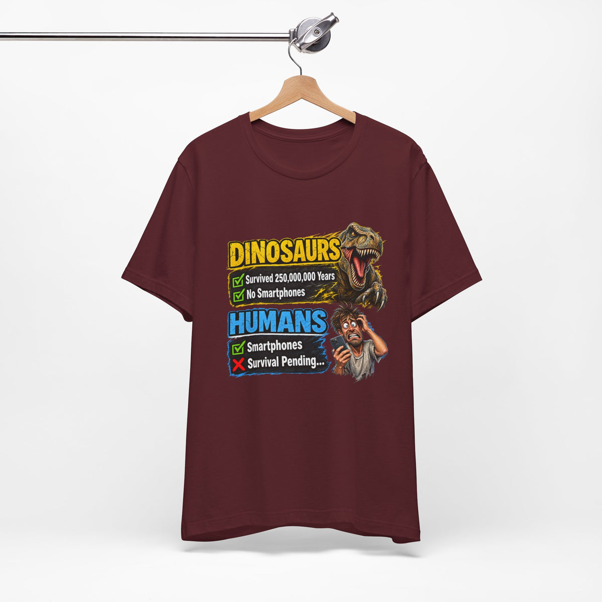 Dinosaurs' vs Humans – Survival Pending Funny Smartphone Graphic Tee