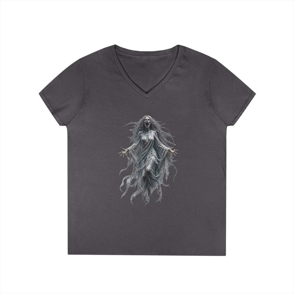 The Banshee Halloween V Neck T-Shirt – Haunting Gothic Ghost & Horror Art Tee