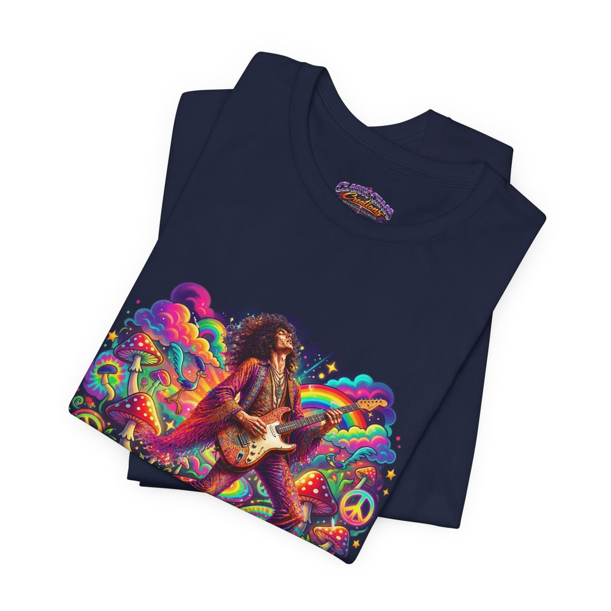 Psychedelic Rock Guitarist T-Shirt | Retro 60s Hippie Art