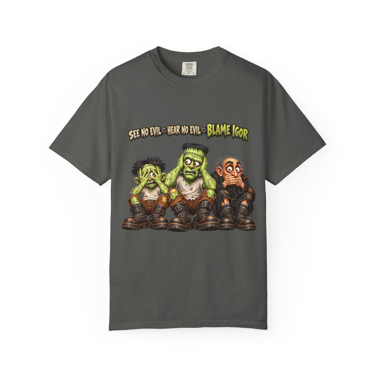 See No Evil Hear No Evil Blame Igor – Funny Monster Mechanic T-Shirt