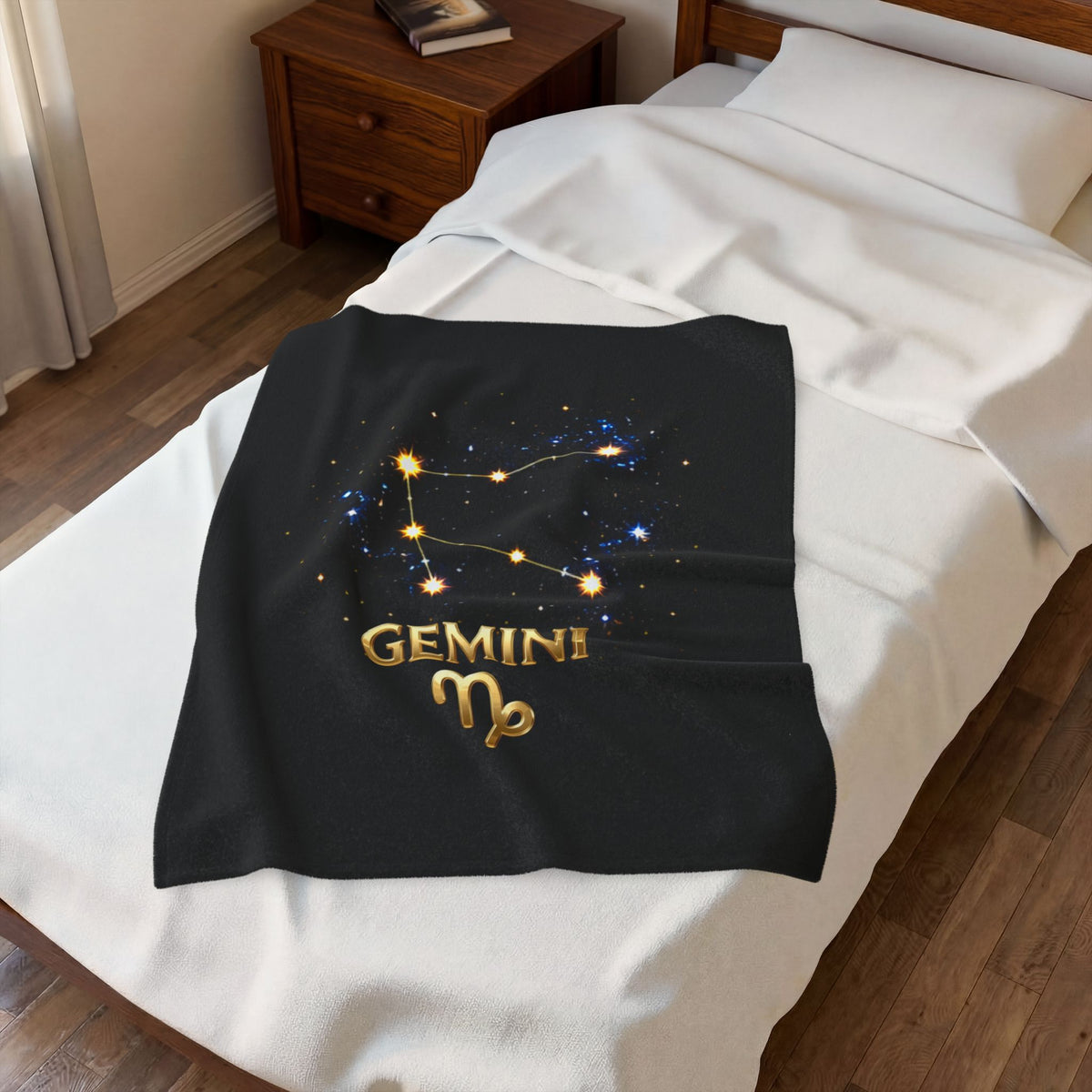 Gemini Zodiac Constellation Velveteen Plush Blanket – Celestial Astrology Star Sign Throw