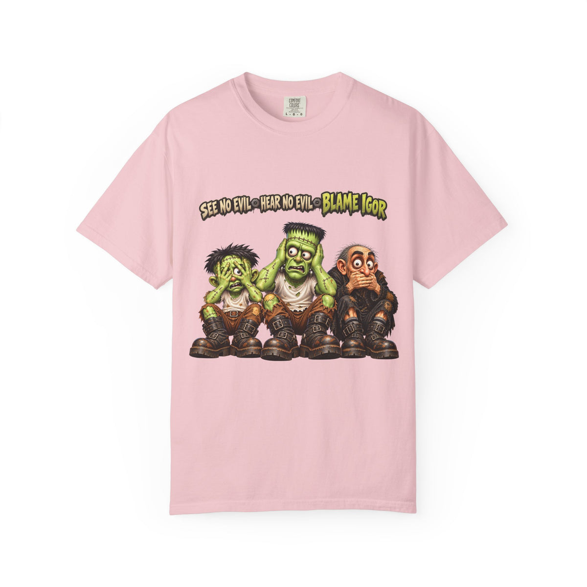 See No Evil Hear No Evil Blame Igor – Funny Monster Mechanic T-Shirt