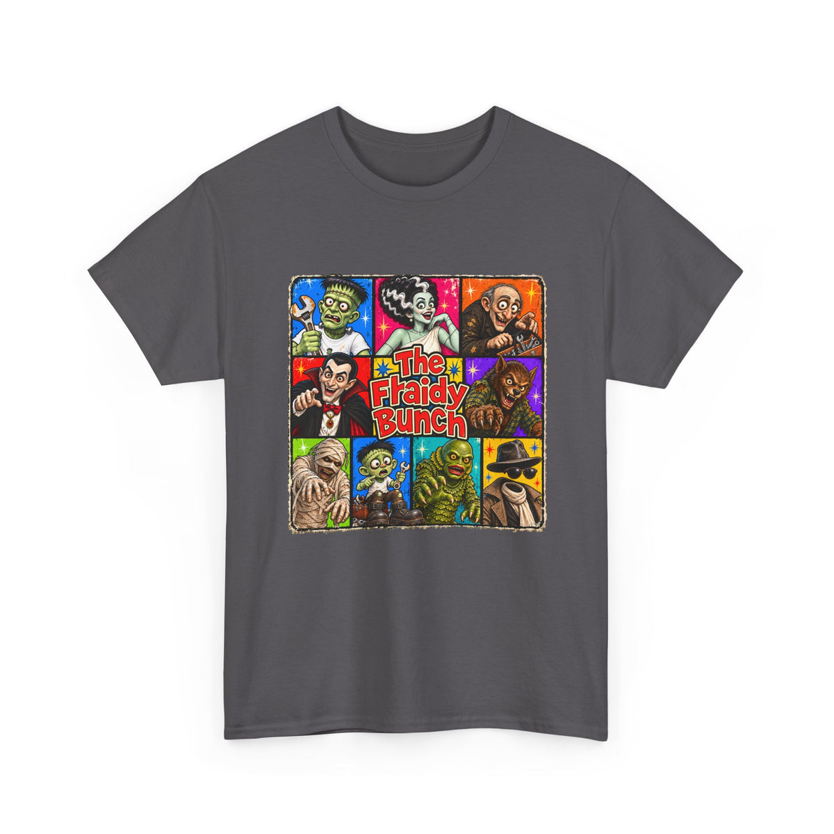 The Fraidy Bunch – Funny Retro Monster Family Halloween Graphic T-Shirt