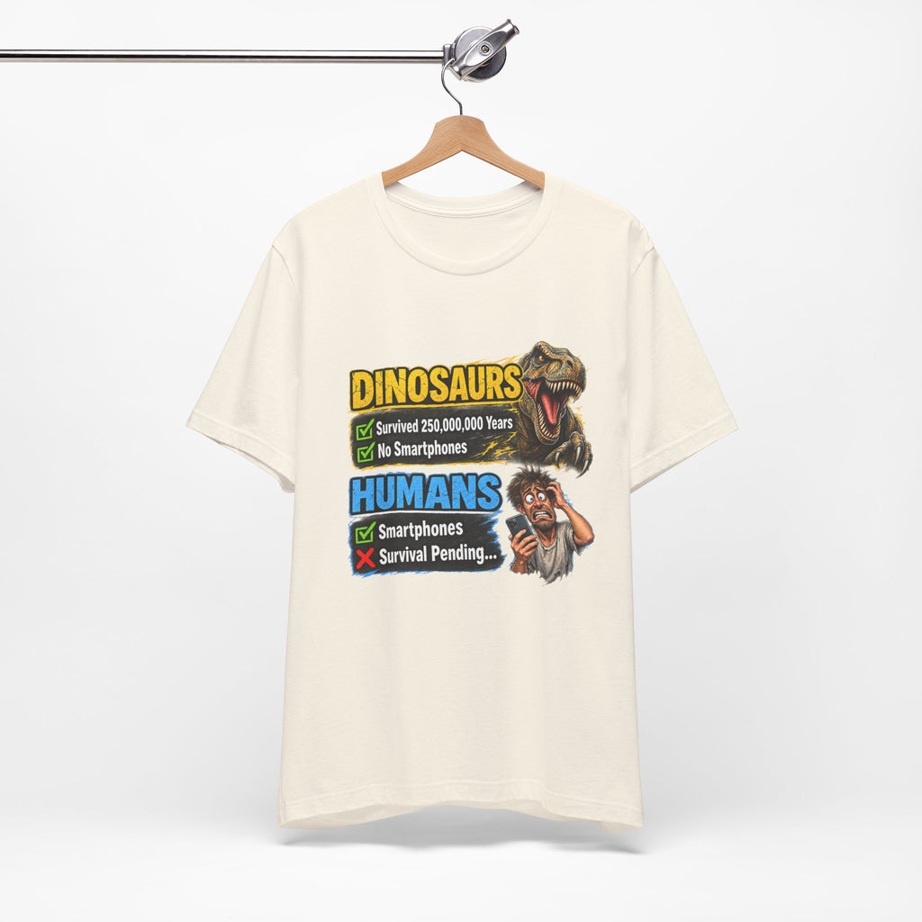 Dinosaurs' vs Humans – Survival Pending Funny Smartphone Graphic Tee