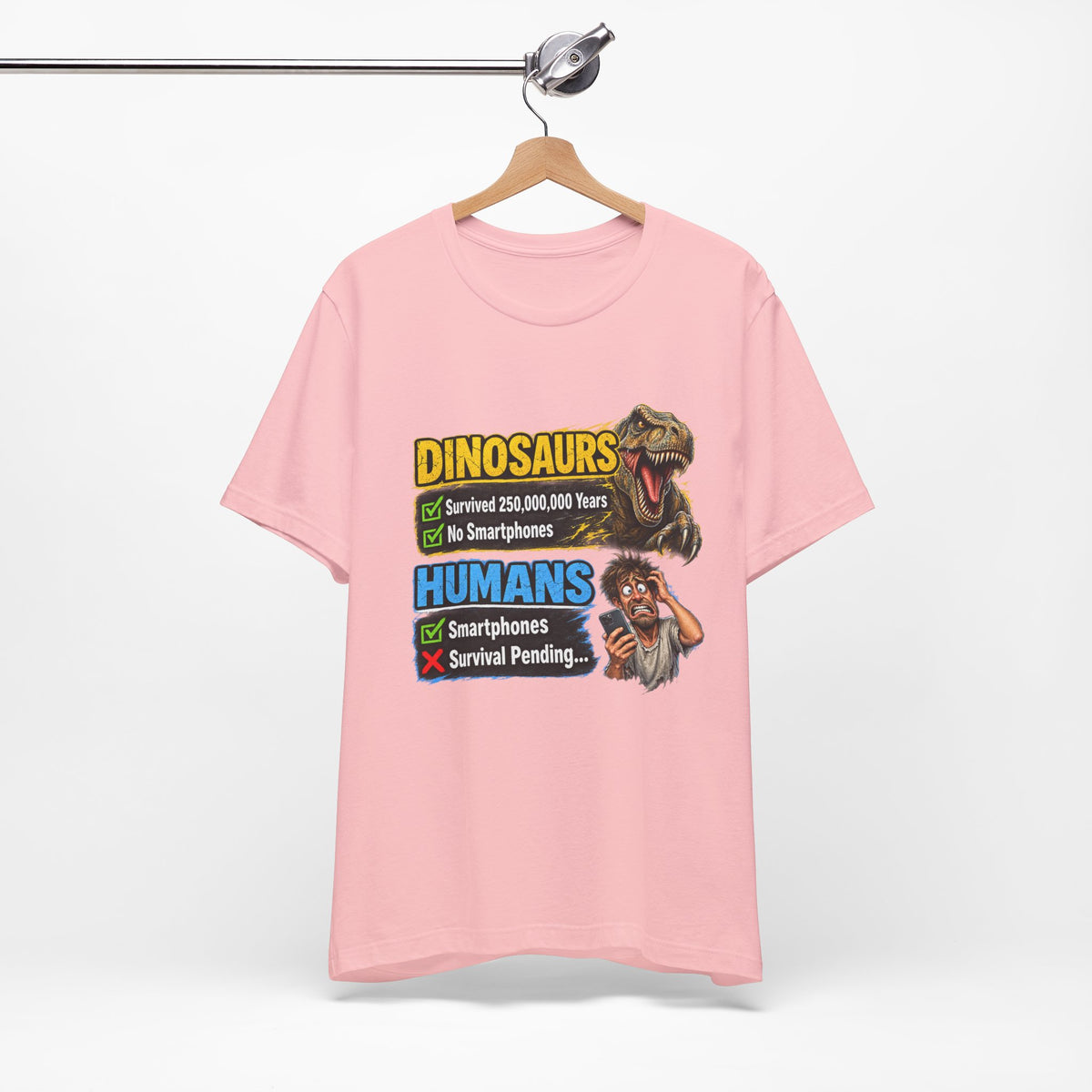 Dinosaurs' vs Humans – Survival Pending Funny Smartphone Graphic Tee