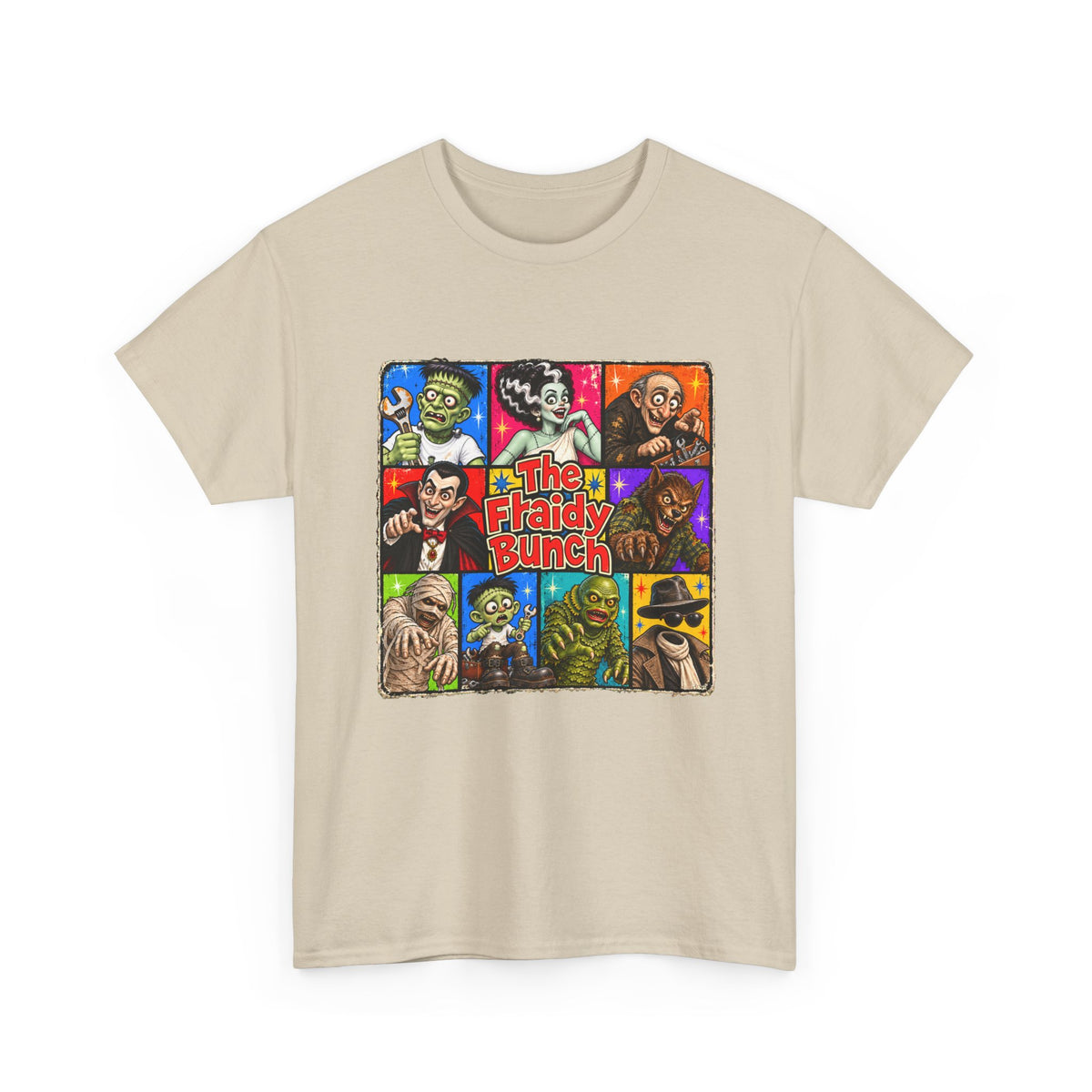 The Fraidy Bunch – Funny Retro Monster Family Halloween Graphic T-Shirt