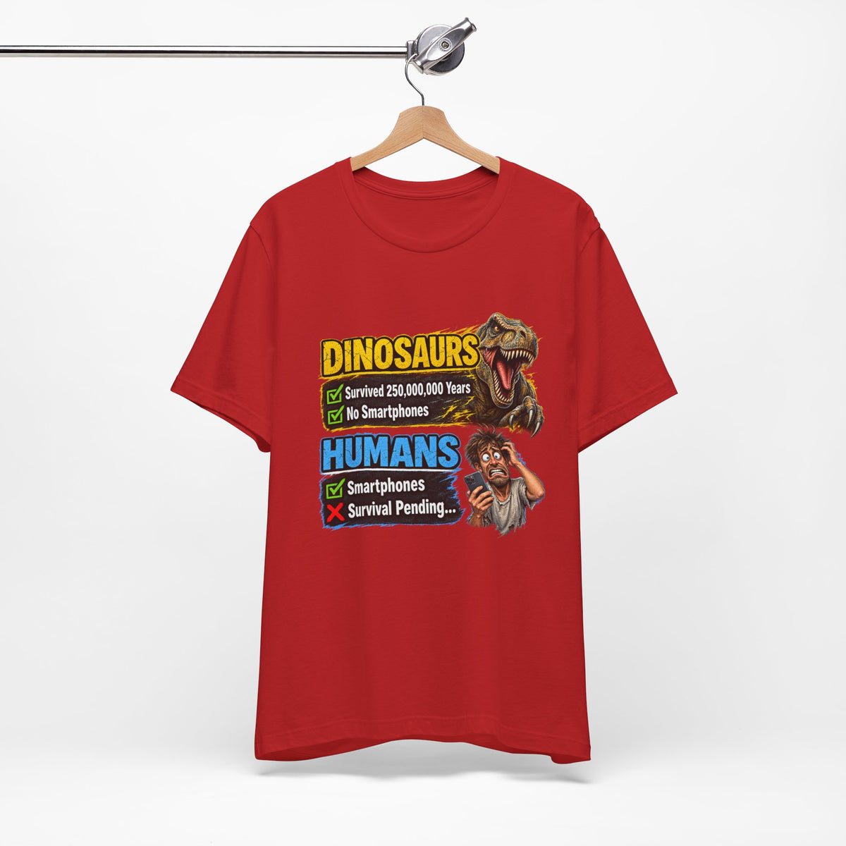 Dinosaurs' vs Humans – Survival Pending Funny Smartphone Graphic Tee