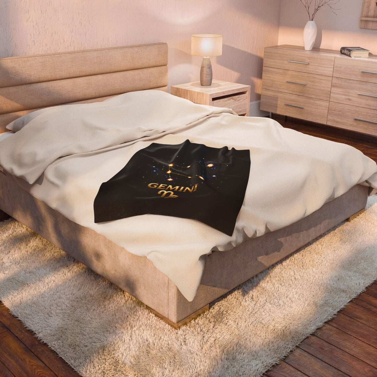 Gemini Zodiac Constellation Velveteen Plush Blanket – Celestial Astrology Star Sign Throw