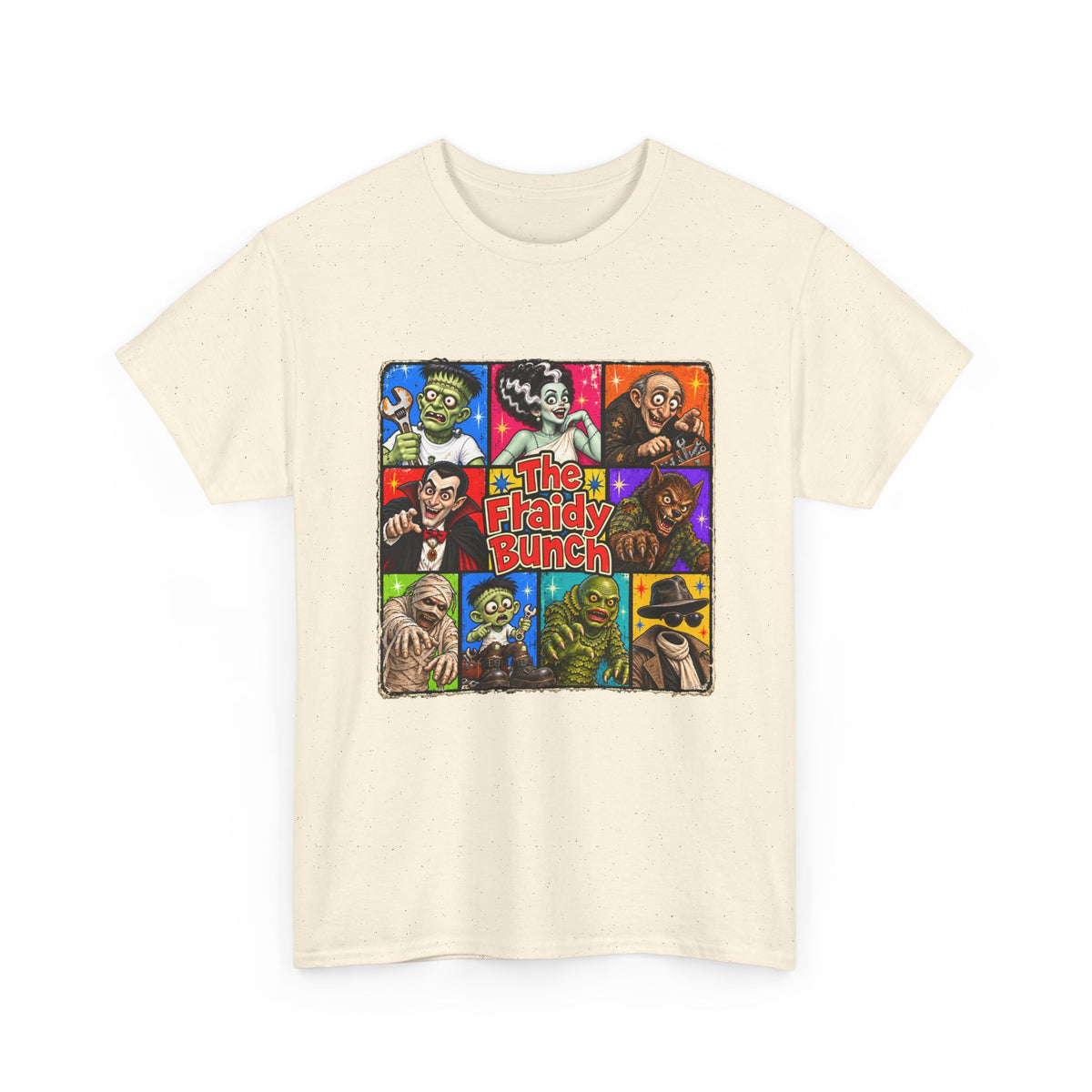 The Fraidy Bunch – Funny Retro Monster Family Halloween Graphic T-Shirt