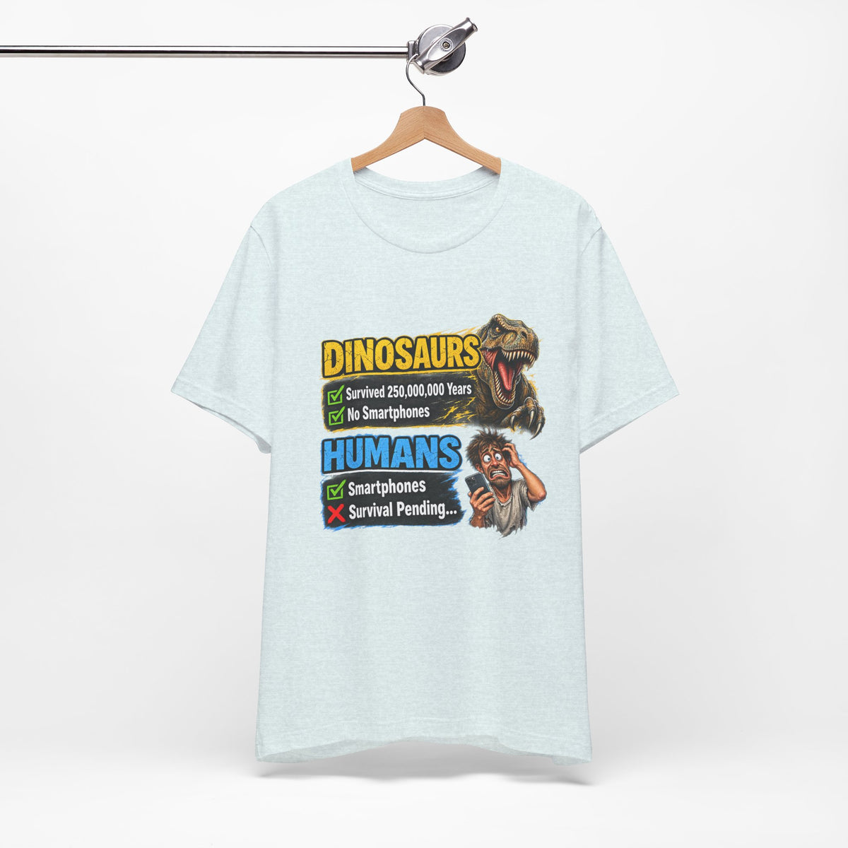 Dinosaurs' vs Humans – Survival Pending Funny Smartphone Graphic Tee